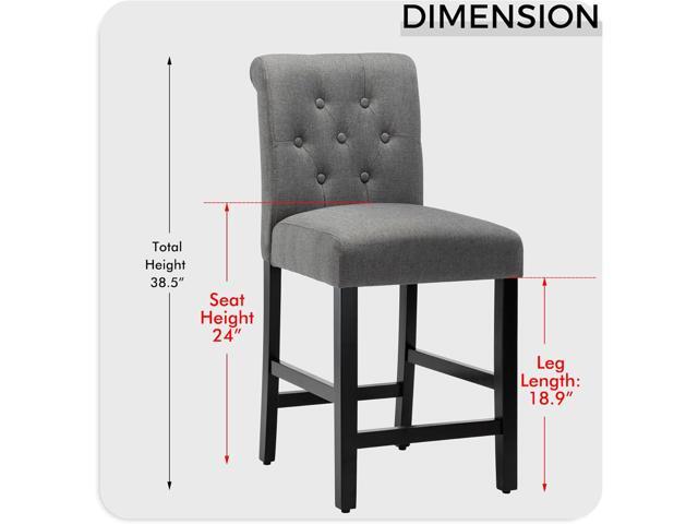 GOTMINSI 24inch Counter Height Bar Stool, Set of 4 Counter Height Chairs for Kitchen Island Upholstered Back Bar Chairs Fabric Barstool with Button...