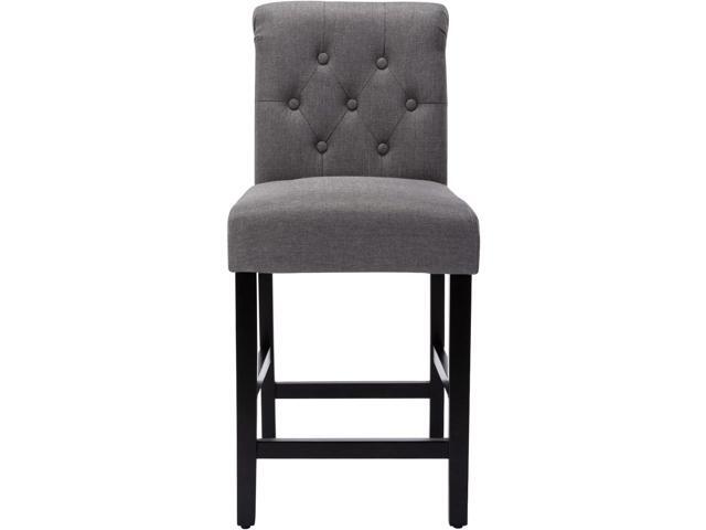 GOTMINSI 24inch Counter Height Bar Stool, Set of 4 Counter Height Chairs for Kitchen Island Upholstered Back Bar Chairs Fabric Barstool with Button...