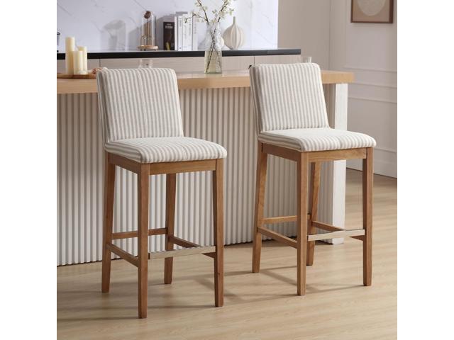chairus Bar Stools Set of 2 Fabric High Bar Stool Chair Linen Upholstered Barstools with Solid Wood Legs and Back for Kitchen Island Breakfast, 30'...