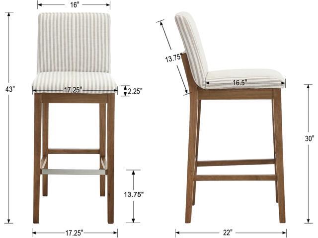 chairus Bar Stools Set of 2 Fabric High Bar Stool Chair Linen Upholstered Barstools with Solid Wood Legs and Back for Kitchen Island Breakfast, 30'...