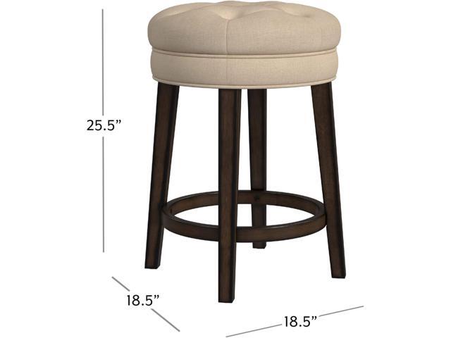 Hillsdale Krauss Backless Swivel Counter Stool, Charcoal Gray Finish with Linen Stone Fabric