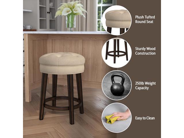 Hillsdale Krauss Backless Swivel Counter Stool, Charcoal Gray Finish with Linen Stone Fabric