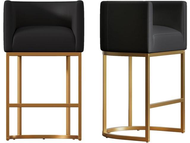 26' Modern Kitchen Counter Height Bar Stools,PU Leather Upholstered Barrel Barstools Covers with Backs,Island Chairs bar stools Set of 2 with Metal...