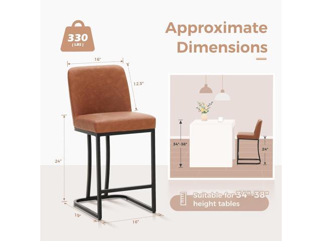 MAISON ARTS Counter Height Bar Stools with Back Set of 4 for Kitchen Counter, 24 Inch Modern Upholstered Faux Leather Barstools Farmhouse Bar...