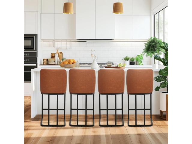 MAISON ARTS Counter Height Bar Stools with Back Set of 4 for Kitchen Counter, 24 Inch Modern Upholstered Faux Leather Barstools Farmhouse Bar...