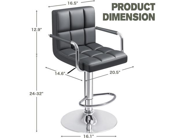 Furmax Bar Stools with Armrest Modern PU Leather Swivel Adjustable Hydraulic Bar Stool X-Large Base and Seat Square Counter Height Stool Set of 2...