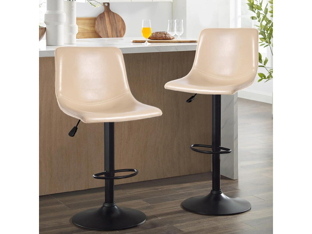 Waleaf Adjustable Swivel Bar Stools Set of 2, Counter Height Bar Stools with Back,350 LBS PU Leather Bar Stool for Kitchen Island, Upholstered Pub...