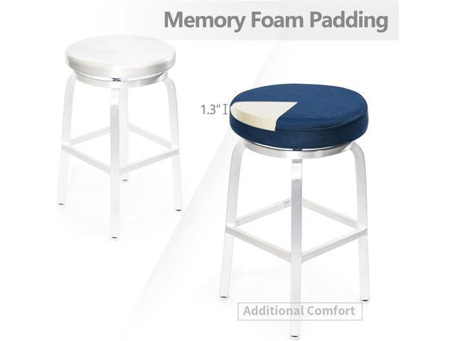 Shinnwa Bar Stool Cushions, Memory Foam Round Bar Stool Covers with Non-Slip Backing and Elastic Band, 14', Navy