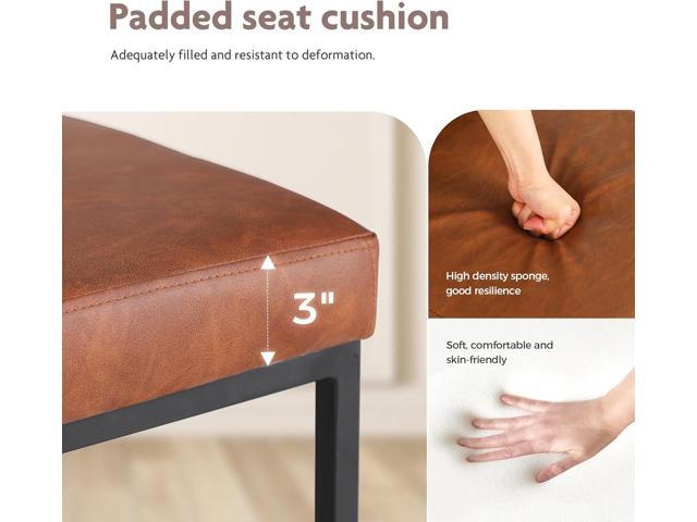 ALPHA HOME 24 Bar Stool Retro Design of Bar Stool Matte Leather Bar Chair Brown Metal Frame with Backrest Coffee Shop Kitchen Dining Room Cushion...