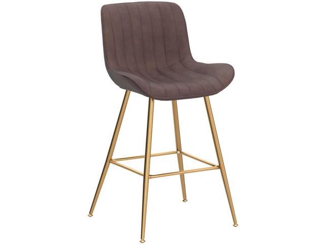 Sidanli Brown Velvet Bar Stools-Set of 2, 24 Inch Bar Stools for Kitchen Counter