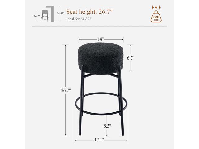 Modern Backless Bar Stools Set of 3, 27 Boucle Swivel Barstools with Round Padded Seat, Counter Stools with Metal Legs, Counter Height Stools for...