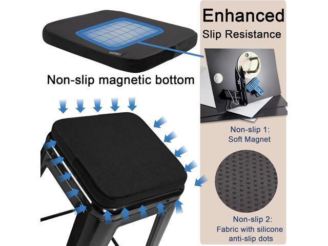 SINOSSO Velvet Magnetic Metal Stool Cushions Set of 4, Luxury Memroy Foam Comfortable Kitchen Cafe Stackable Bar Stool Seat Pads (Square, Black, 4)