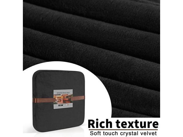 SINOSSO Velvet Magnetic Metal Stool Cushions Set of 4, Luxury Memroy Foam Comfortable Kitchen Cafe Stackable Bar Stool Seat Pads (Square, Black, 4)