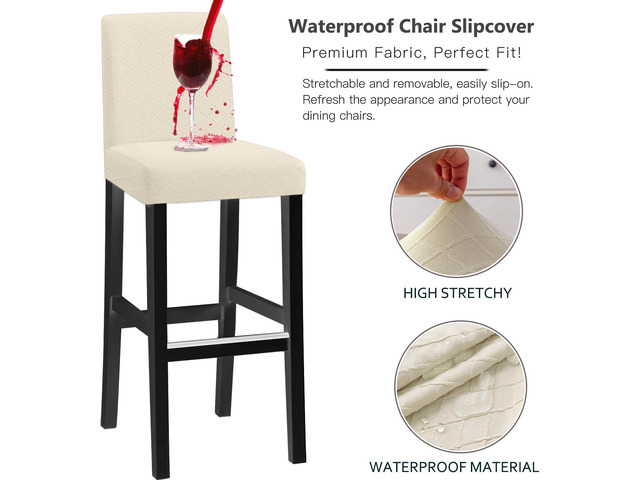 Bar Chair Stool Covers, Stretch Removable Washable Chair Slipcover for Short Swivel Dinning Chair Back Chair Bar Stool Chair (Beige,Set of 4)