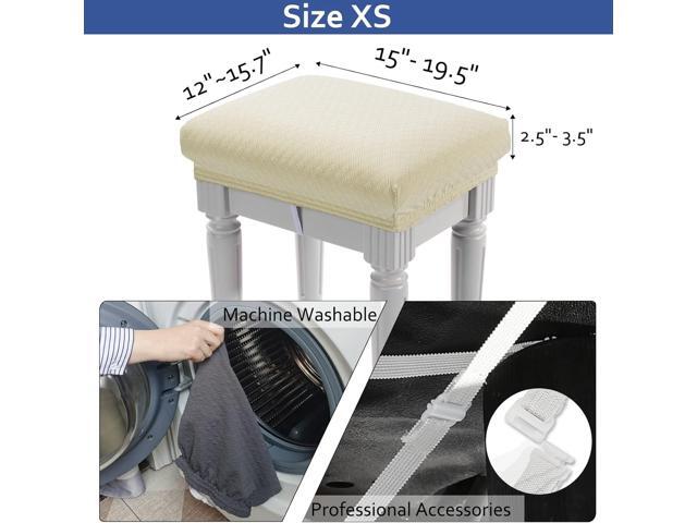 BUYUE 4 pcs Vanity Stool Bench Covers, Luxury Crease-Resistant Jacquard Fabric Saddle Bar Stool Slipcovers Stretch Washable, (Rectangle, 4 Counts,...