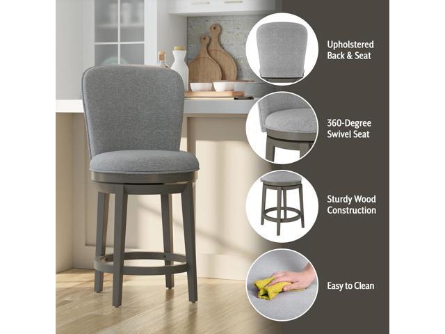 Hillsdale Victoria Wood Counter Height Swivel Stool, Antique Gray