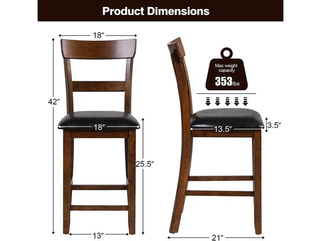 NAFORT Counter Height Bar Stools Set of 2, Farmhouse 25.5 Solid Wood High Dining Chairs with Cushion, Counter Stools with Back for Kitchen...