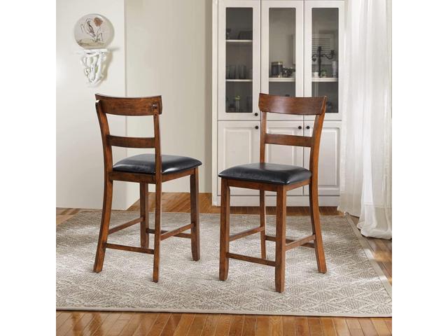 NAFORT Counter Height Bar Stools Set of 2, Farmhouse 25.5 Solid Wood High Dining Chairs with Cushion, Counter Stools with Back for Kitchen...