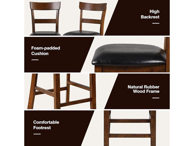 NAFORT Counter Height Bar Stools Set of 2, Farmhouse 25.5 Solid Wood High Dining Chairs with Cushion, Counter Stools with Back for Kitchen...