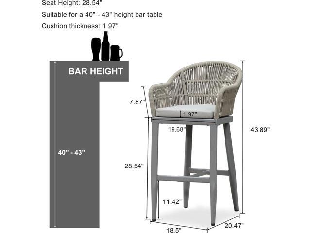 PURPLE LEAF Outdoor Bar Height Stools Set of 2 Patio Metal Modern Wicker Rattan Bar Chairs Woven Aluminum Barstools with Back and Cushions for...