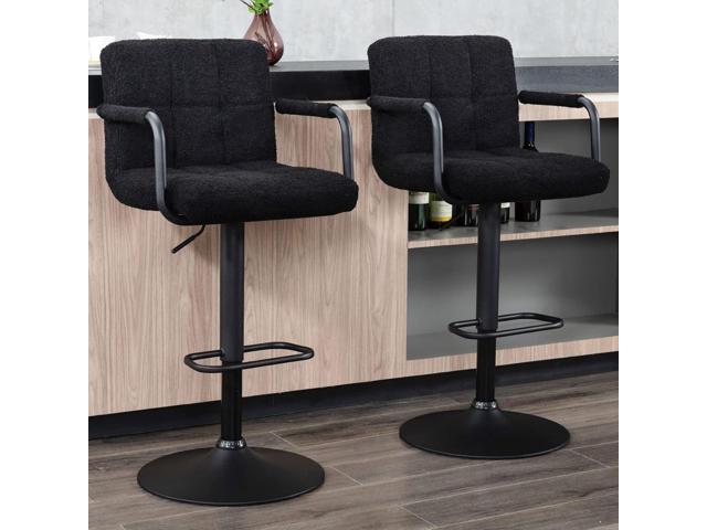 Furnimart 30' Artificial Sherpa Upholstered Bar Stool, Adjustable Counter Stools Bar Chairs Modern Design Swivel Barstools Hydraulic Stools for...