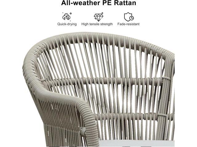 PURPLE LEAF Outdoor Bar Height Stools Set of 2 Patio Metal Modern Wicker Rattan Bar Chairs Woven Aluminum Barstools with Back and Cushions for...