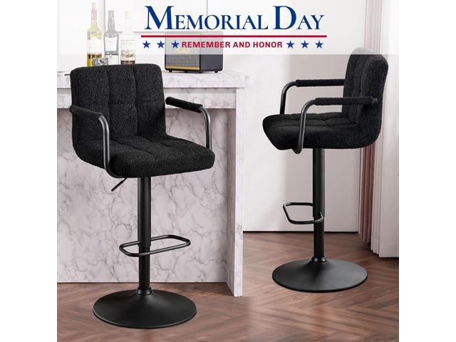 Furnimart 30' Artificial Sherpa Upholstered Bar Stool, Adjustable Counter Stools Bar Chairs Modern Design Swivel Barstools Hydraulic Stools for...