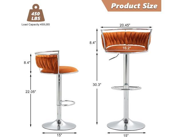 UIXE 360° Swivel Bar Stools Set of 4, Modern Adjustable Counter Height Velvet Bar Chair Silver Metal Stool, Comfy Kitchen Island Dining Chairs with...
