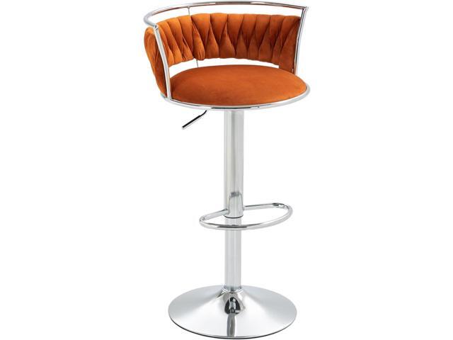 UIXE 360° Swivel Bar Stools Set of 4, Modern Adjustable Counter Height Velvet Bar Chair Silver Metal Stool, Comfy Kitchen Island Dining Chairs with...