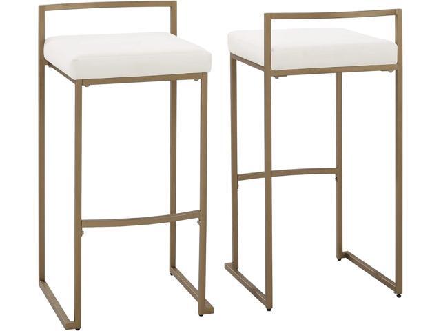 Crosley Furniture Harlowe Upholstered Seat Bar Stools Set of 2, Crème and Gold