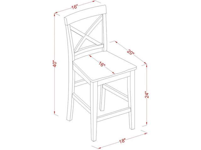 East West Furniture PBS-OAK-W Pub Counter-Height Bar Stool - Pub Height Kitchen Chairs, Set of 2, Oak