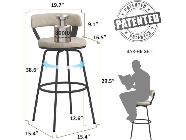 Swivel Bar Stools with Backs Set of 2, Leather Counter Height Bar Stools 30 inch Counter Stools, Metal Footrest for Kitchen Dining Living Room, 30...