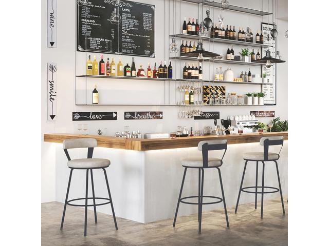 Swivel Bar Stools with Backs Set of 2, Leather Counter Height Bar Stools 30 inch Counter Stools, Metal Footrest for Kitchen Dining Living Room, 30...