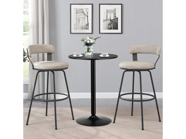 Swivel Bar Stools with Backs Set of 2, Leather Counter Height Bar Stools 30 inch Counter Stools, Metal Footrest for Kitchen Dining Living Room, 30...