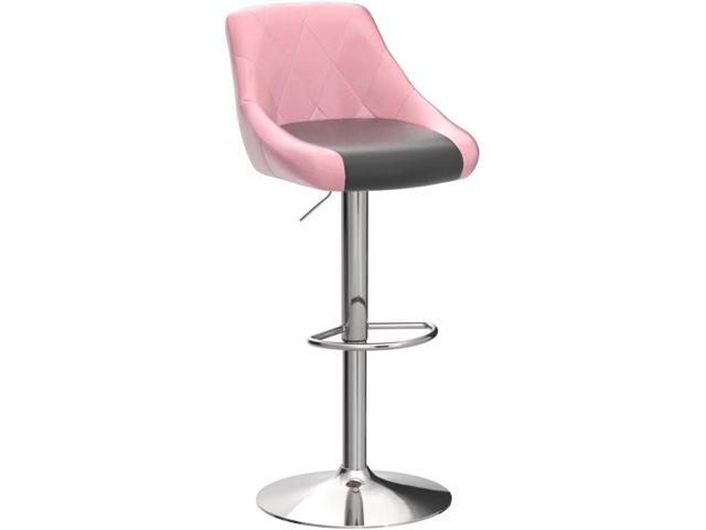 Magshion Faux Leather Bar Stools Adjustable 360 Degree Swivel Backrest Footrest Barstool Set of 4, Pink/Black