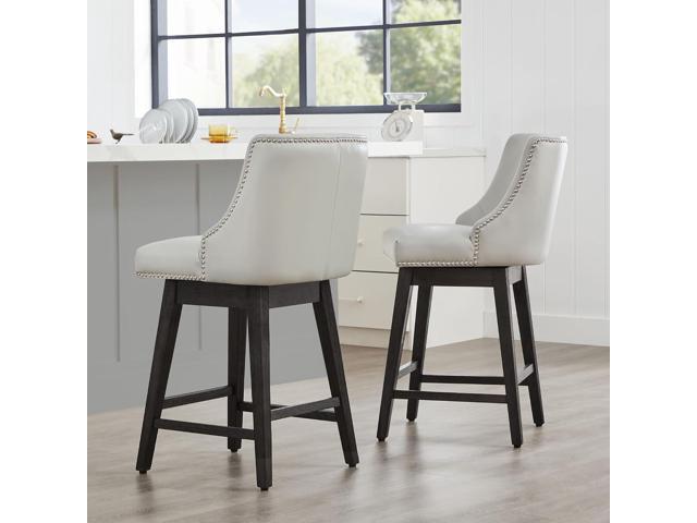 CHITA Counter Height Swivel Bar Stools Set of 2, FSC Certified Upholstered Counter Stools, Modern Swivel Barstools with Wood Legs for Kitchen...