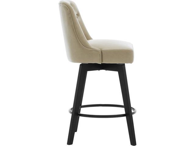 MINCETA Bar Stools Set of 2, PU Leather Barstools, 26 Inch Upholstered Counter Stools with Low Tufted Back and Footrest, Swivel Counter Height...