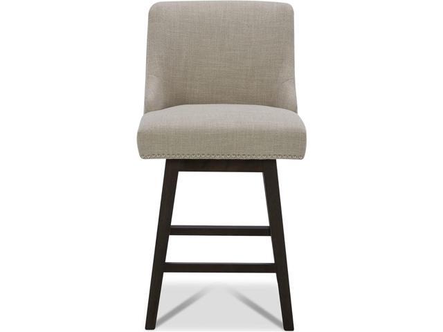 CHITA Counter Height Swivel Barstools, FSC Certified 26' H Seat Height Upholstered Bar Stools Set of 2, Performance Fabric in Tan