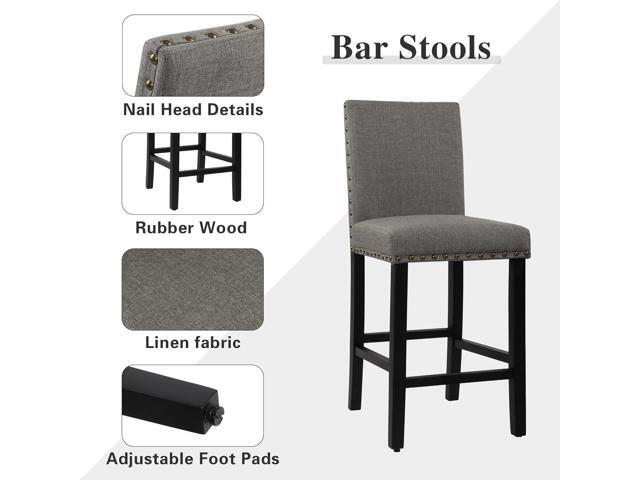 DAGONHIL 24 inch Bar Stools Set of 4, Counter Height Bar Stools with Backs, Nail Head Barstools with Wood Legs, Upholstered Kitchen Island Chairs,...
