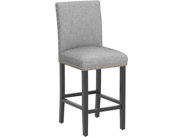 DAGONHIL 24 inch Bar Stools Set of 4, Counter Height Bar Stools with Backs, Nail Head Barstools with Wood Legs, Upholstered Kitchen Island Chairs,...