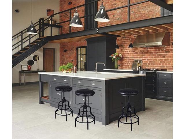 Diwhy Industrial Vintage Counter Stool, Kitchen Counter Height Adjustable Swivel Chair, Metal Frame Stool, 20.47-26.77 Inch, Fully Welded Base,...