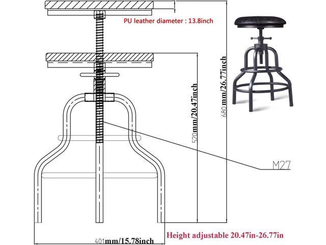 Diwhy Industrial Vintage Counter Stool, Kitchen Counter Height Adjustable Swivel Chair, Metal Frame Stool, 20.47-26.77 Inch, Fully Welded Base,...