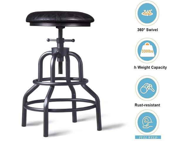 Diwhy Industrial Vintage Counter Stool, Kitchen Counter Height Adjustable Swivel Chair, Metal Frame Stool, 20.47-26.77 Inch, Fully Welded Base,...