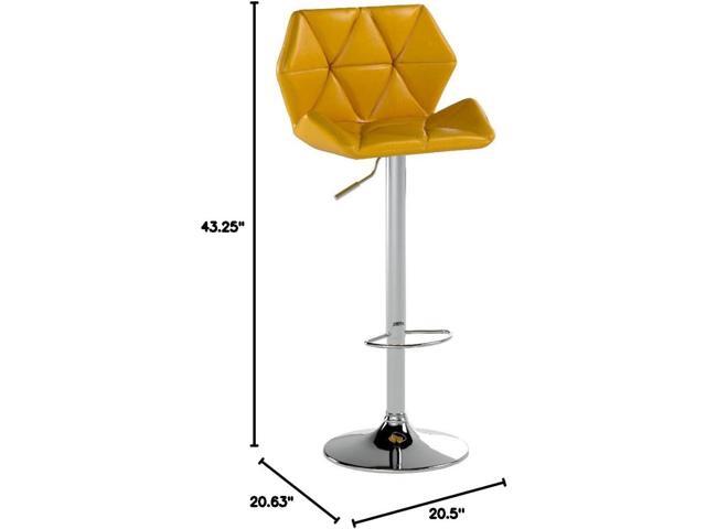 Roundhill Furniture Glasgow Contemporary Tufted Adjustable Height Hydraulic Yellow Bar Stools, Set of 2,