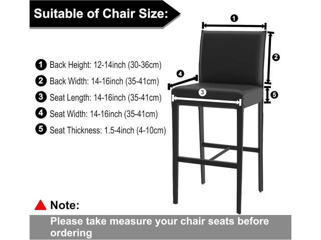 PiccoCasa Waterproof Bar Stool Covers, Faux Leather Pub Counter Height Side Chair Covers with Elastic Band Silver Gray 2Pcs