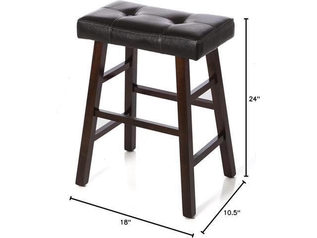 Legacy Decor Pair of 24' or 29' Dark Espresso Wood Barstools Wrapped in Espresso Bonded Faux Leather (24' HIGH)