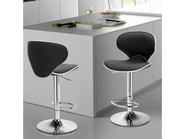 Magshion Faux Leather Bar Stools Set of 4, Adjustable 360 Degree Swivel Barstool with Back, Counter Height Bar Chairs for Kitchen, Pub, Black
