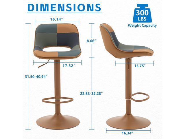 YOUNIKE Bar Stools Set of 2, Boho Colorful Patchwork Barstools, Adjustable Swivel Counter Height Bar Stool Faux Leather Upholstered Barstool with...