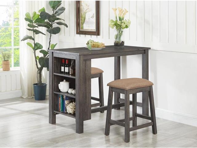 Backless Counter Stool Set of 2, Counter Height Stools 24 Inch Upholstered Bar Stools for Kitchen Counter (Grey)