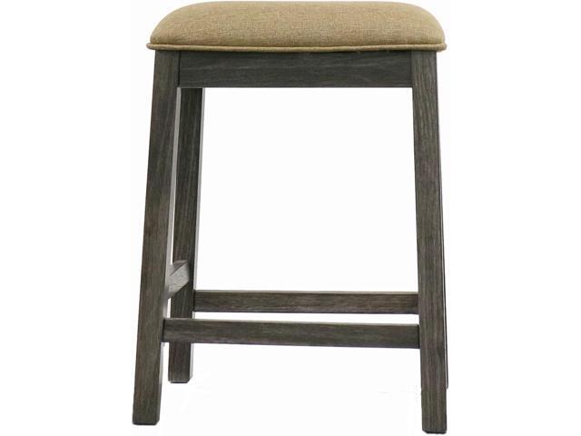 Backless Counter Stool Set of 2, Counter Height Stools 24 Inch Upholstered Bar Stools for Kitchen Counter (Grey)